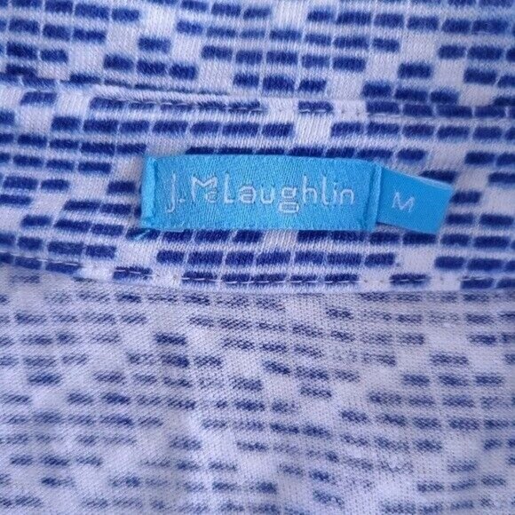J. McLaughlin Brynn Linen Blue Printed Button Up Shirt M - Picture 6 of 8